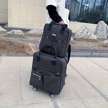 2-Piece Multifunctional Travel Bag Set, Foldable Wheeled Luggage Set - Includes Rolling Suitcase And Handbag, Spacious Rolling Luggage Bag With Sturdy Handle And Convenient Handbag, Retractable Handle, 4 Rotating Wheels - Perfect Companion For Outings, Travel, Camping, Adventure