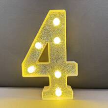 1 set 1-100 ans 21,8 cm Bougie d'anniversaire à led et paillettes argentées, lampe de numéro pour fiançailles/mariage/anniversaire, décoration d'éclairage de fête d'anniversaire