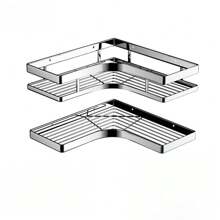 2pcs Corner Wall Shelves - Stainless Steel Material, Easy Installation Without Drilling, Excellent Load Capacity, Suitable For Hotel Bathroom, Home Bedroom, Kitchen And Pantry Storage, Household Essential Item