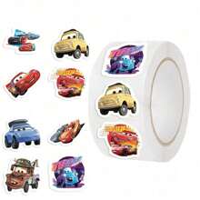 Disney 500 piezas/rollo Pegatinas de dibujos animados encantadores de Coches de Disney, pegatinas de etiqueta para niños, etiquetas de juguete Kawaii, suministros para decoración DIY, regalo divertido para niños