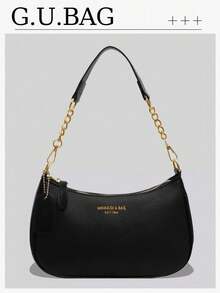 1 chiếc túi đeo vai bằng da PU màu trơn dành cho nữ, túi đeo chéo đa năng khi đi làm, túi vuông nhỏ có dây đeo vai có thể điều chỉnh, túi đeo nách, túi xích kim loại đơn giản, túi xách - Nhiều màu - Xem 1