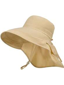 1 Solid Color Men And Women Light Breathable, With Cape Horsetail Hole, Quick Drying Outdoor Sunscreen Bucket Hat, Bucket Hat, Neck Protection, Fashion Sunscreen Sun Hat, Suitable For Beach, Outdoor, Hiking, Holiday Party Punch Card Photo, Daily Sunscreen And Various Scenes The Best Accessories - Dark Grey - View 9