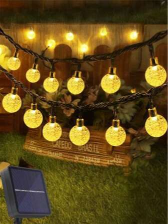 Buiten op zonne-energie werkende lichtsnoeren, waterdichte LED-glazen bolvormige lichtsnoeren voor tuin, terras, feest, bruiloftsdecoratie