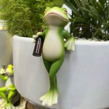 1 pièce Ornement décoratif à suspendre de grenouille de loisir, décoration de pot de fleurs, figurine ornementale, joli petit cadeau pour l'été