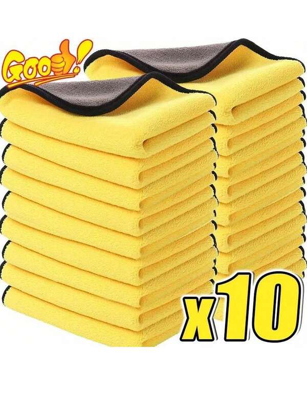 10pcs Extra Thick Microfiber Automotive Cleaning Cloths, Soft Quick Dry Window Glass Cleaning Rags, Household Cleaning Towels, Car Cleaning And Drying Cloths, Absorbent, Multipurpose, Suitable For Cars, Glass, Boats And Home & Shop Use