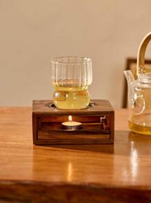 Cirelle 1 pièce Support chauffe-théière en bois avec porte-bougie à chauffe-plat - base chauffante portable à bougie pour théière, accessoire de rétention de chaleur non électrique pour le service de thé de table, le confort à la maison, le comptoir de bar, cadeau haut de gamme