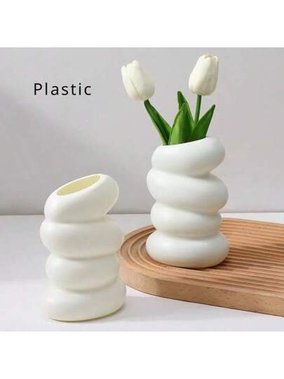 New Plastic Spiral Vase, Nordic Creative Flower Arrangement, Container Ornaments, Dry Wet Imitation Glaze, Melamine Pot Home Room Glass Vase view 3