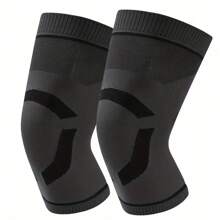 2pcs Breathable Knee Sleeve, Non-Slip Elastic Compression Knee Brace, Suitable For Men And Women, 100% Knitted Polyester Fabric, Ideal For Running, Basketball, Volleyball, Weightlifting, Fitness - Pink & Gray Gym Accessories Knee Support Sports Knee Pads Gym Knee Pads