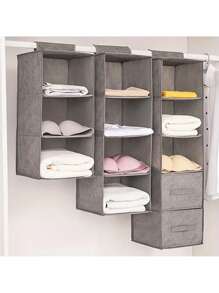 Multi-Layer Fabric Hanging Storage Bag, Non-Woven Cloth Organizer For Underwear, Socks, Accessories, Wall Mounted Wardrobe Space Saver