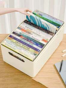 1 pieza Caja de almacenamiento de gabinete extensible, estilo deslizante para estantería, cocina, escritorio, libros, papelería, meriendas, organizador para baño, hogar, estudiante, caja de almacenamiento plegable de gran capacidad para ropa, ropa interior y calcetines