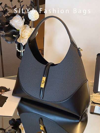 撞色小众设计饺子包，百搭通勤便携单肩斜挎包，手提包，适合日常通勤，休闲约会，逛街