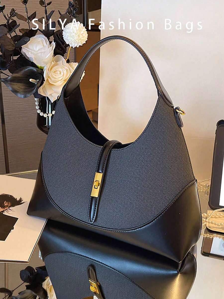 Contrasting Color Niche Design Dumpling Bag, Versatile Commuting Portable Shoulder Crossbody Bag, Handbag, Suitable For Daily Commuting, Casual Dating, Shopping