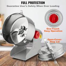 2000g Electric Grain Mill Grinder, High Speed 3400W Commercial Spice Grinders, Stainless Steel Pulverizer Powder Machine, For Dry Grains Spices Cereals Coffee Corn Pepper, Swing Type - 2000gRocking type Knob timing - 查看 5