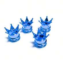 Set de 4 tapas de válvula en forma de corona real, diseño creativo de corona real para cubrir las válvulas de los neumáticos, tapas de aire a prueba de polvo de plástico para ruedas de vehículos, compatibles con coches, motos y bicicletas