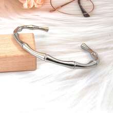 1pc Retro Vacuum Plated Stainless Steel Adjustable Cuff Bangle, Simple Letter C Design Couple Bracelet, INS Retro Style - View 5