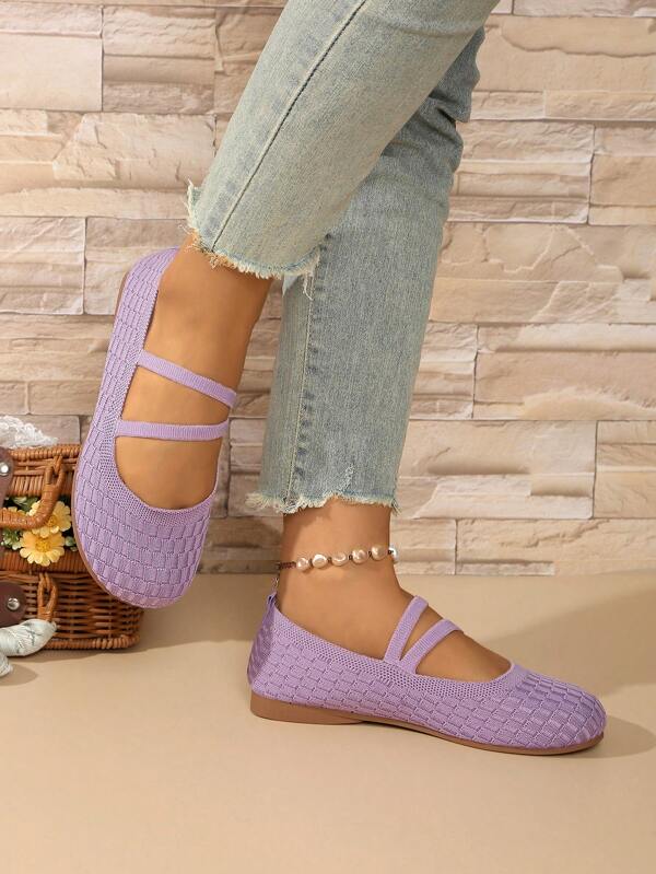 Women's Casual Round Toe Flat Shoes, Breathable Lightweight Solid Color, Elegant Criss-Cross Strap, Suitable For All Season Indoor Wear