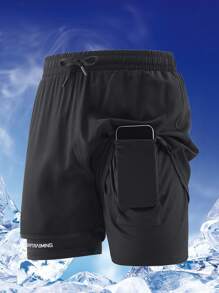 3 piezas Pantalones cortos de verano para hombre para deportes al aire libre, pantalones cortos casuales de cintura elástica transpirables hasta la rodilla