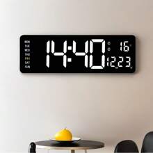 1pc 16-Inch Multi-Function Electronic Wall Clock, Adjustable Color; Remote Control; Countdown/Chronograph; Displays Time, Date, Temperature, Day Of Week; Dual-Color Day Display For Better Clarity Gifts Birthday Graduation School Decor School Surprise Dormitory Decor Back To School