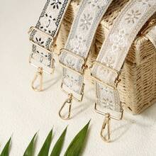 3.8厘米/1.5英寸宽黑色、棕色、米色花卉3D提花图案可调节、可拆卸肩带、可旋转，适用于包、相机、仪器、旅行配件、摄影爱好者礼物、送给她的礼物 - 彩色 - 查看 4