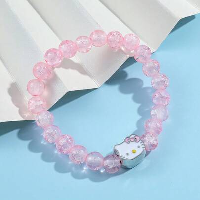 1pc Handmade Beaded Adjustable Elastic Bracelet Handcrafted Decorative Accessory