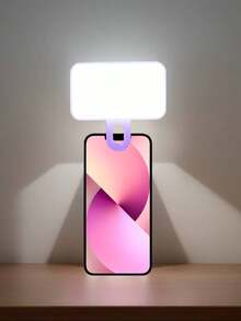 1 件 LED 自拍环形灯，3 种颜色模式便携式夹式化妆灯，可充电补光灯，适用于手机、相机、电脑、直播、Zoom 会议