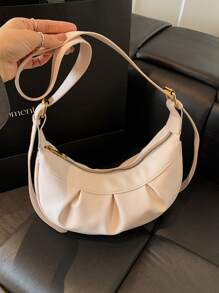 1buc geantă de mână în formă de nor cu volan pentru femei, geantă de mână cu umăr cu design nou la modă, geantă din piele PU, de culoare solidă, simplă, elegantă, ocazională, potrivită pentru întâlniri, cumpărături, versatilă