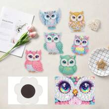 6pcs Diamond Art Refrigerator Magnets, Colorful Owl Diamond Painting Decor DIY Diamond Painting Magnet Set For DIY Crafts Gifts Fridge/Mailbox Decoration