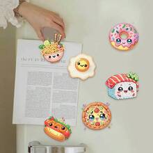6 件钻石艺术冰箱贴，可爱食物钻石画装饰 DIY 钻石画磁铁套件，适用于 DIY 工艺品礼品冰箱邮箱装饰 - 彩色 - 查看 5