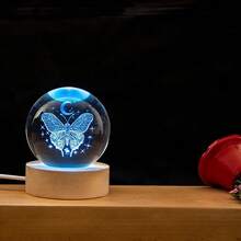 1 件手工水晶月亮和蝴蝶装饰，优雅的节日礼物。适合家人、朋友、爱人、女朋友和家庭成员，水晶材料增添奢华感。可用作房间装饰、办公桌配件、家居装饰、节日礼物、生日礼物、场景装饰和节日配件