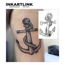 INKARTLINK Temporary Tattoo Sticker, Anchor Design Pattern, Waterproof & Long-Lasting, Magical Tattoo, Fake Tattoo, Lasts Up To 15 Days, Semi-Permanent Tattoo, Loved By People - Black - View 3