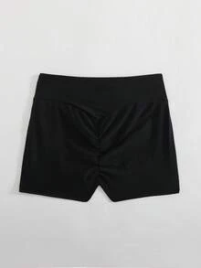 1pc Women Bikini Bottom, Ruched Sexy Butt Lifting High Waist Swimming Shorts, European-American Minimalist Style High Waisted Slimming Yoga Pants