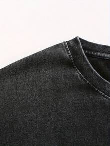 Modelo Women's Washed Cotton T-Shirt, All Cotton, Casual Sports Style Top T-Shirt,  Fashion Street Style, Suitable For Travel And Sports Wear - 黑色 - 查看 4