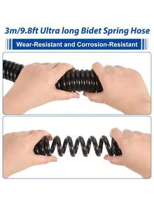 超长弹簧软管 3米/9.8英尺 柔性淋浴管 防扭曲可拉伸 适用于水管、马桶、坐浴盆喷头、浴室 浴室配件 浴室工具
