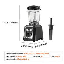 Professional Blender, Commercial Countertop Blenders, 68 Oz Glass Jar Blender Combo, Stainless Steel 3 Functions Blender, For Frozen Drinks, Shakes, Smoothies, Peree, And Crush Ice, Black - Three functions black - 查看 7