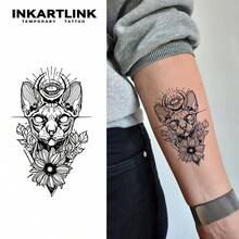 INKARTLINK Tatuajes de gato | Tecnología semi-permanente revolucionaria | Resistente al agua por 15 días, realista | Diseño único, imprescindible | Tatuajes falsos temporales | Efecto de tatuaje genuino - Negro - Ver 2
