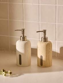 Cirelle 树脂浴室乳液皂液器 洗涤剂分配瓶 空收纳盒 洗手液分配器 乳液皂液器瓶 可再填充洗发水容器 浴室托盘 牙刷架 浴室配件套装 家居浴室装饰，温馨家居，母亲节礼物，舒适家居，高端酒店用品，高端礼品 夏季浴室配件