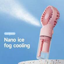 1 Ventilador de mano portátil de 800mAh, ventilador de niebla de agua de bajo ruido, ventilador mini para estudiantes en dormitorio, suministros de verano, herramientas de enfriamiento, ventilador mini portátil para viajes al aire libre, cables de alimentación USB, ventilador mini, ventilador portátil, ventilador