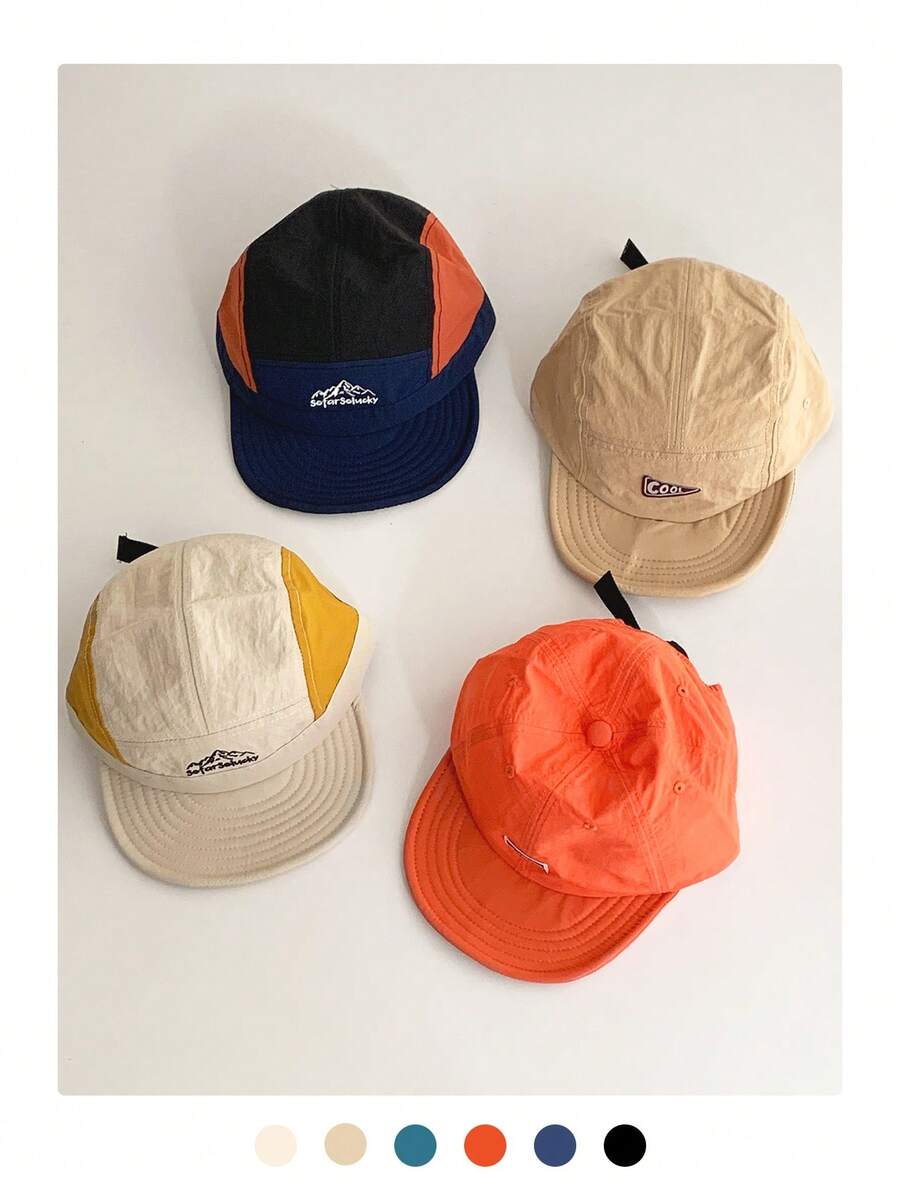 1pc Soft Top Triangle Logo 5-Panel Quick-Dry Baseball Cap, Minimalist Casual Versatile Adjustable Snapback Hat With Stitched Mountain Peak & Letter, Spring/Summer Lightweight Sun Protection Outdoor Sports Cap,Beach,Holiday