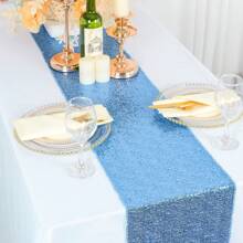 2 Stücke blaue Pailletten-Tischdecke 30 cm x 180 cm, glitzernde Party-Tischdecke geeignet für Hochzeit, Bridal-Shower, Geburtstag, Abschlussfeier, Bankett, Restaurant, Hotel Dekoration