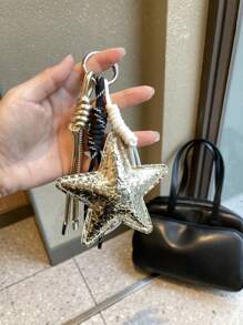 Pendentif Pentagramme doré, accessoire porte-clés Sweet Love, artisanat fait main, cadeau mignon pour les voyages, les vacances, la décoration de sac de mode Y2K, convient aux jeunes garçons, filles, étudiants, Fête des mères, Pâques, accessoires de voiture pour femmes