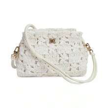 Layla Floral Raffia Shoulder Bag |  | Women Shoulder Bags - Eggshell - View 4