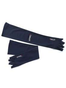 1 Pair Unisex Anti-UV Cooling Arm Sleeves With Half Finger Gloves, Summer Sunscreen Sweat Absorbing Arm Guards With Non-Slip Palm, Sun Protection Ice Sleeves For Men And Women, Outdoor Sports, Cycling, Driving, Ice Feeling Half Finger Touch Screen Sleeves, UV Resistant Arm Protection Gloves, Thin Long Arm Ice Sleeves