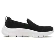 Skechers 女式 Go Walk Flex 一脚蹬休闲鞋，低帮，轻便，舒适步行鞋 124957-BKW - 黑色 - 查看 2