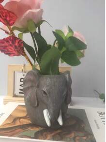 1pc Resin Cute Elephant Planter Money-Attracting Elephant Planter Succulent Home Decor Accent Piece Vase Room Decor Flower Vase Glass Vase