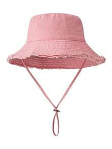 1pc Women's Drawstring Fur Edge Bucket Hat Soft Fabric Windproof Sunshade Outdoor Fashion Elegant Gift - Multicolor - View 2