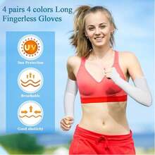 1 Pair Cooling Arm Sleeves, Breathable Elastic Quick-Dry Arm Sleeves For Sports And Daily Use, Made Of Ice Fiber, Elastic Fit, Summer Activities Cycling Sun Protection Accessory, Solid Color Casual Polyester - Multicolor - View 4