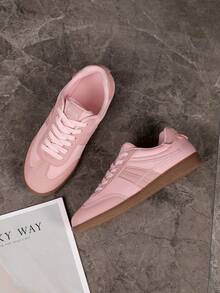 Giày thể thao nữ Jelly màu hồng nhẹ thoáng khí mùa hè mới, phong cách thường ngày, đế cao su chống trượt, buộc dây mũi tròn - Hồng - Xem 6