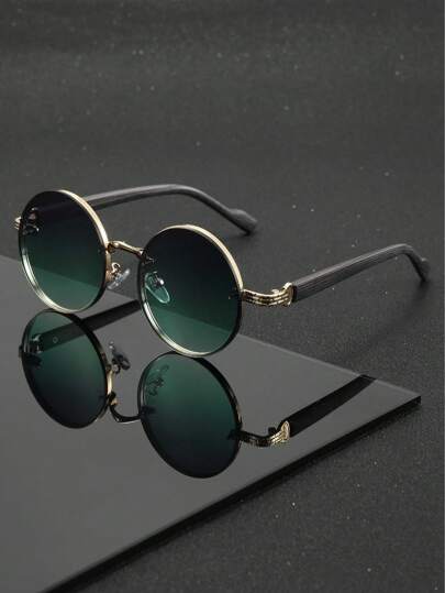 1 par de gafas unisex redondas de metal negro, gafas de moda callejera vintage punk, adecuadas para fotografía callejera, viajes, fiestas, atuendos diarios, pesca, campamento, vacaciones de verano en la playa, actividades al aire libre, y viajes