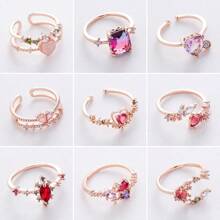 1pc Cat Eye Stone Heart Shaped Open Ring, Suitable For Daily Wear