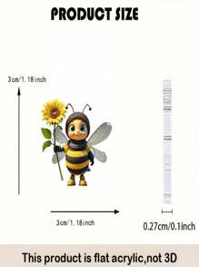 1 par de aretes creativos y lindos de abeja de acrílico sosteniendo un girasol, diseño de animal encantador como regalo para mujeres